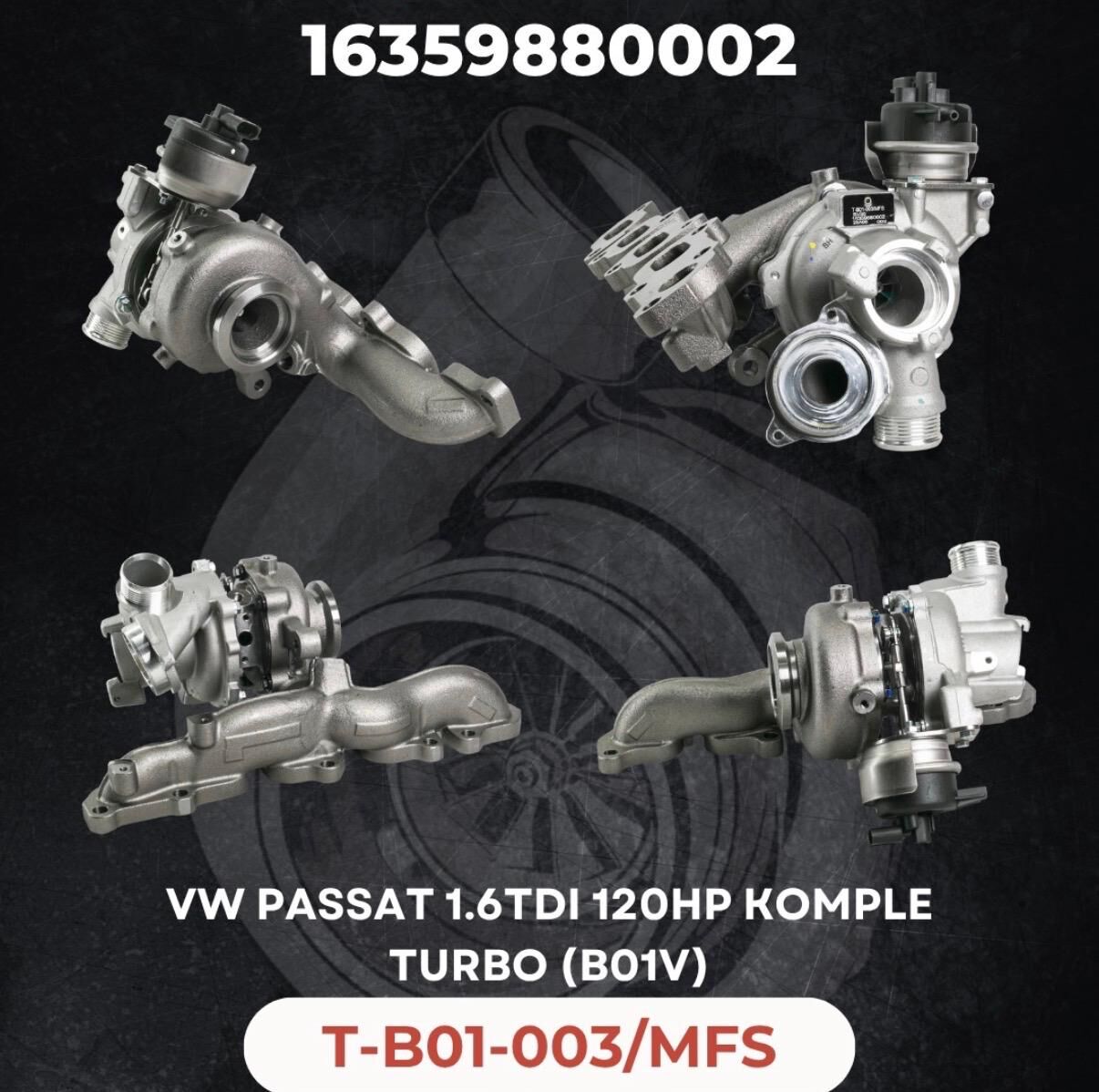 KOMPLE TURBO VW PASSAT 1.6 TDI 120 HP DCX B01V