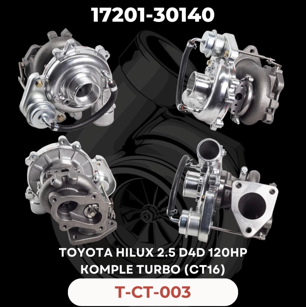 KOMPLE TURBO TOYOTA HILUX 2.5 D4D 120 HP CT16